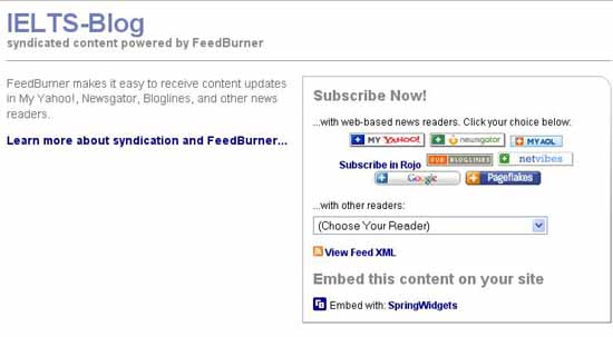 FeedBurner Subscription to IELTS-Blog